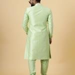 Stunning Pistachio Green Banarasi Brocade Achkan for Men | Father-Son Combo | Grooms & Weddings | Jaipurio